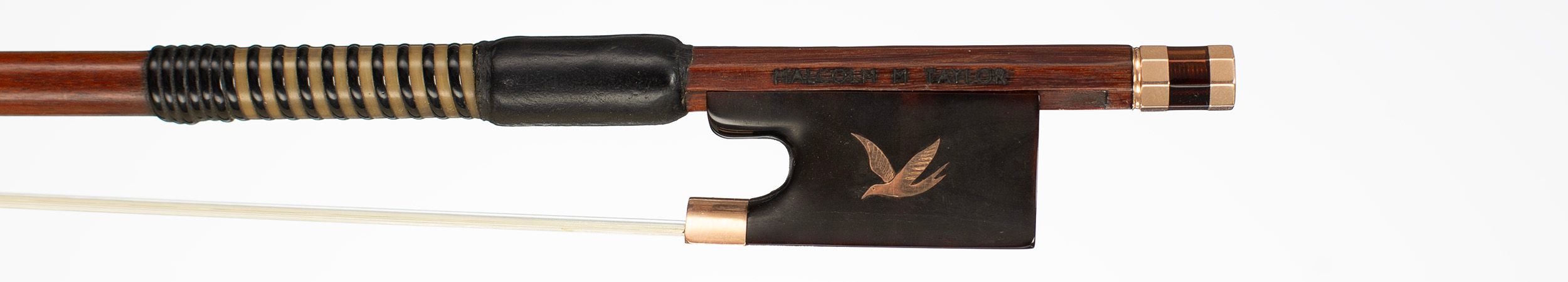 A gold and tortoiseshell-mounted violin bow by Malcolm Taylor, London — frog