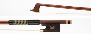 A gold and tortoiseshell-mounted violin bow by Malcolm Taylor, London — head and frog