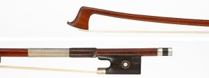 A silver-mounted violin bow by Otto Durrschmidt, Germany, 20th Century — head and frog