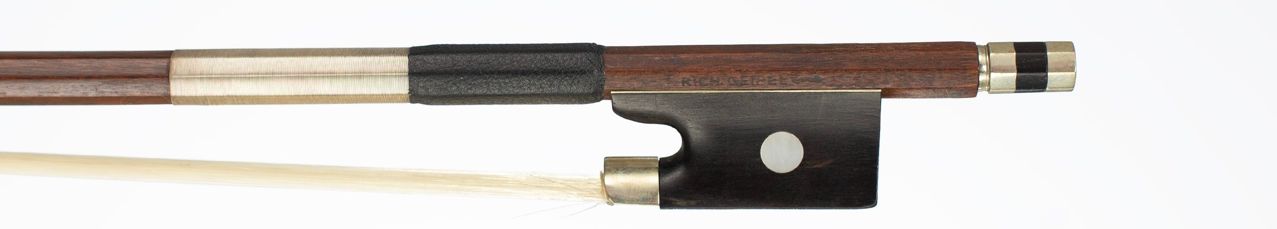 A nickel-mounted violin bow by Richard Giepel, Germany, circa 1930 — frog