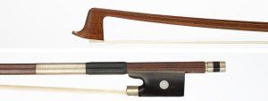 A nickel-mounted violin bow by Richard Giepel, Germany, circa 1930 — head and frog