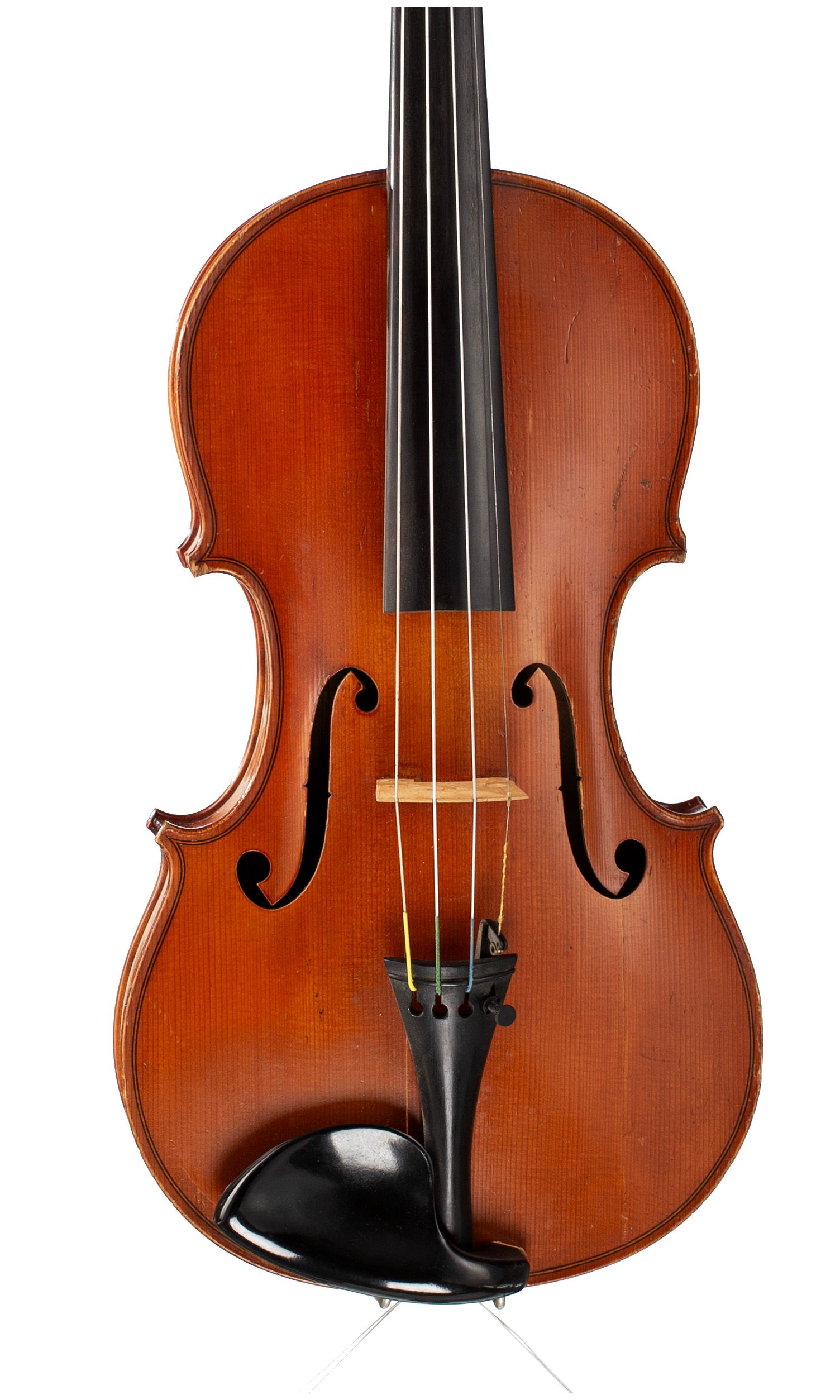 Violin, Workshop of Jérôme Thibouville-Lamy, Mirecourt, 1905 — angled view, 10°