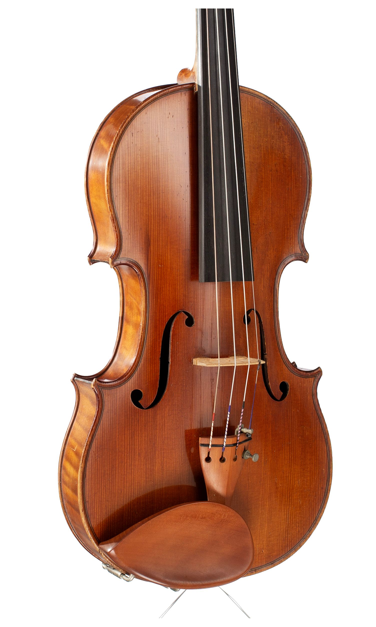 Violin by Leon Mougenot, Mirecourt, 1927 — angled view, 30°