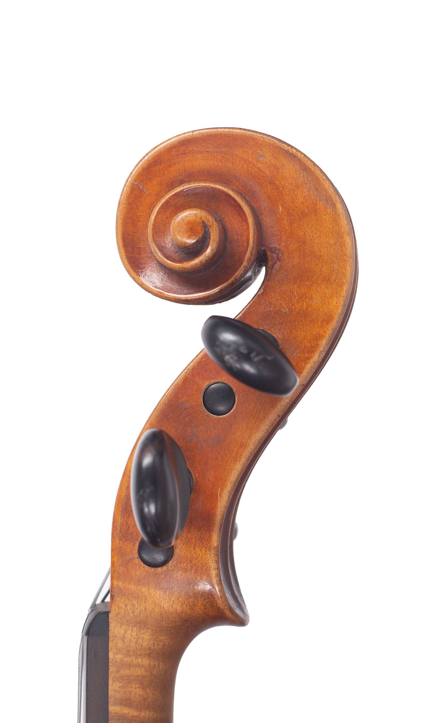 Violin, Workshop of J. A. Baader, Mittenwald, 1896 — scroll
