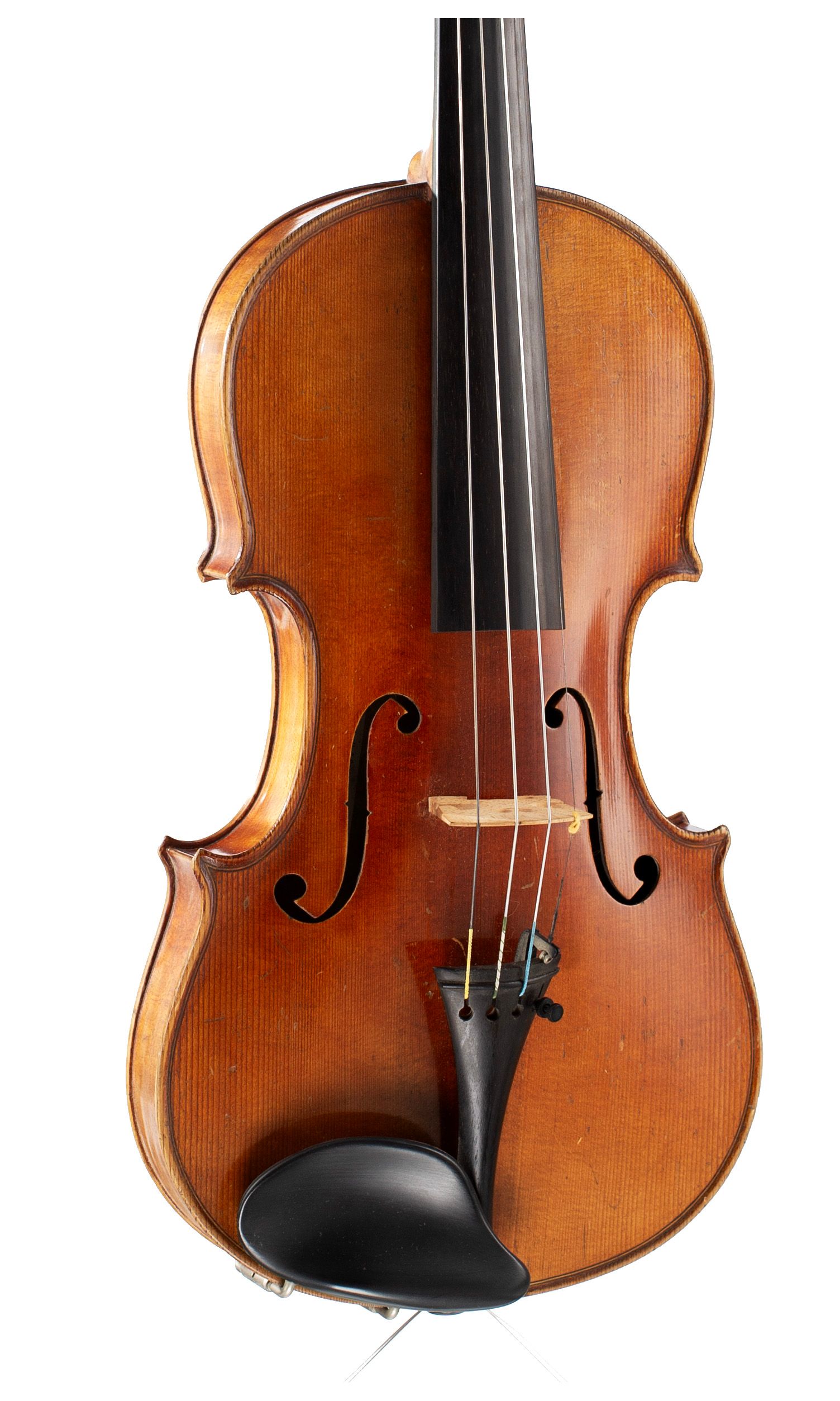 Violin, Workshop of J. A. Baader, Mittenwald, 1896 — angled view, 20°