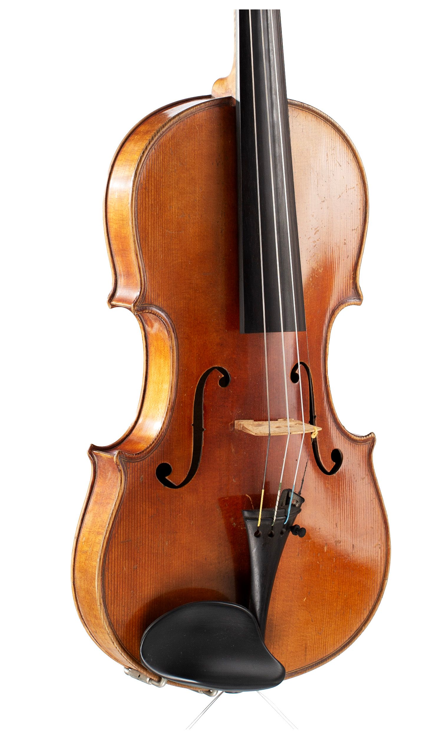 Violin, Workshop of J. A. Baader, Mittenwald, 1896 — angled view, 30°
