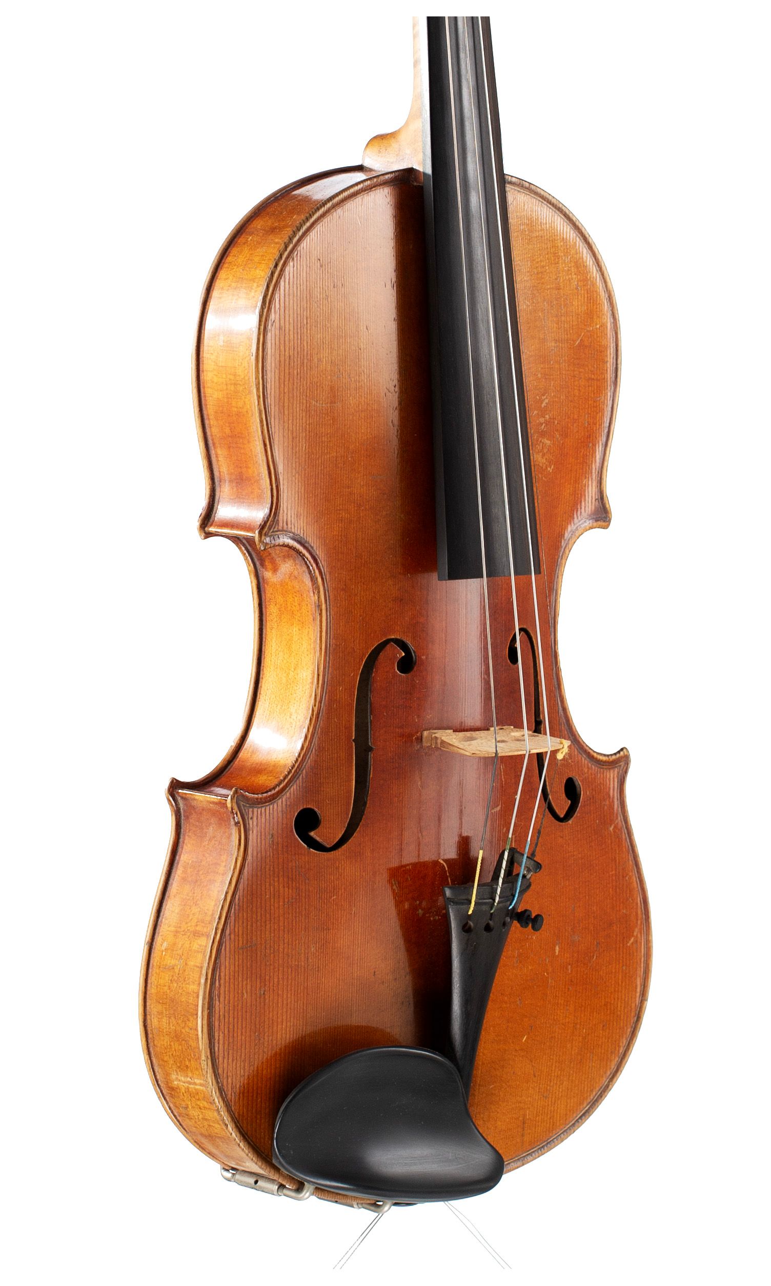 Violin, Workshop of J. A. Baader, Mittenwald, 1896 — angled view, 40°