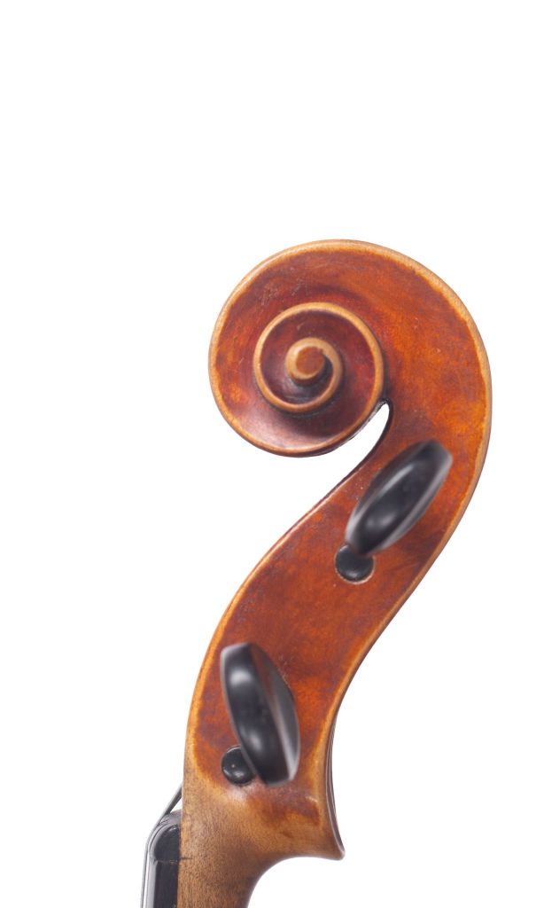 Violin by Johann Heinrich Schult, Lübeck, circa 1919 — scroll