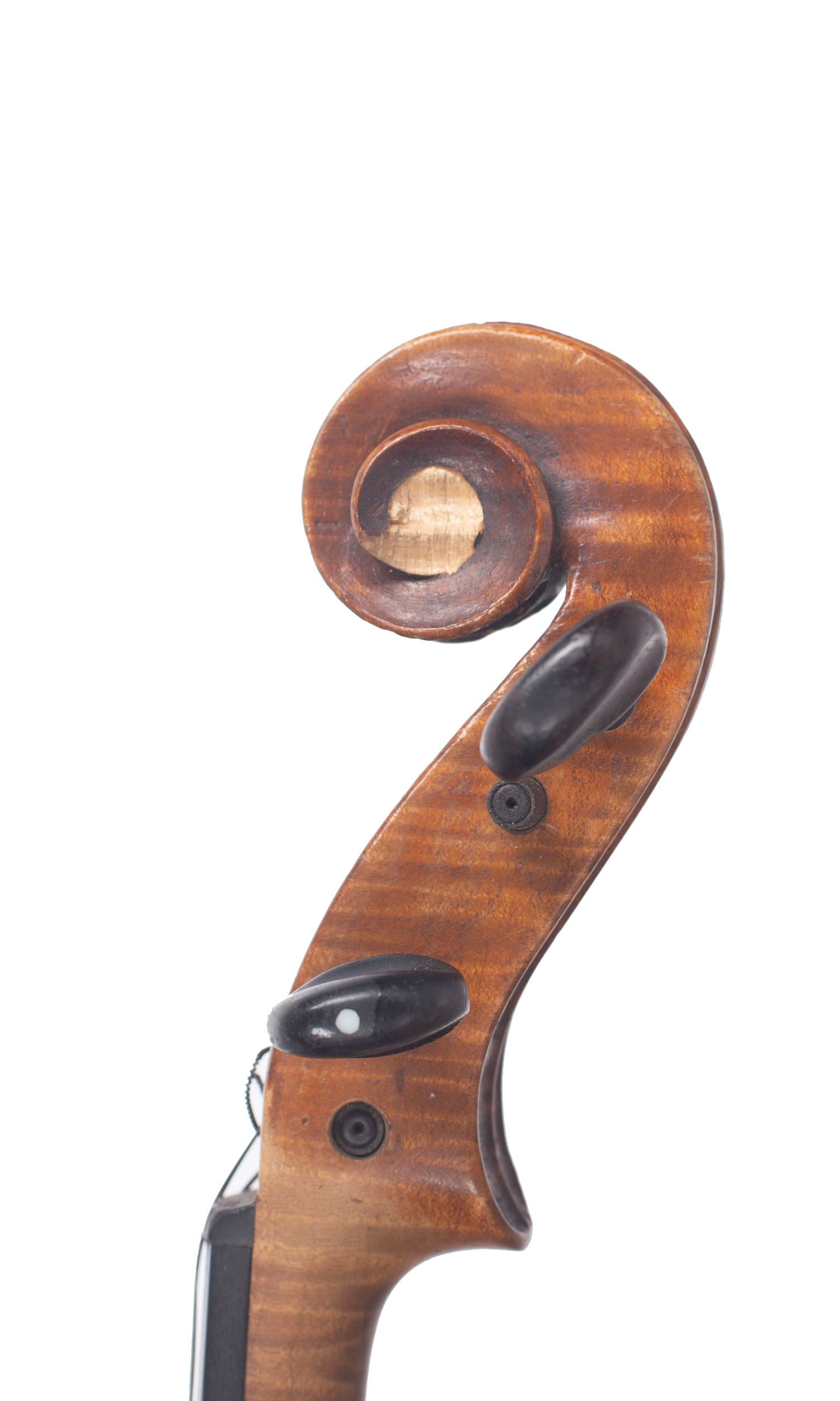 Violin, Workshop of Jérôme Thibouville-Lamy, Mirecourt, circa 1920 — scroll