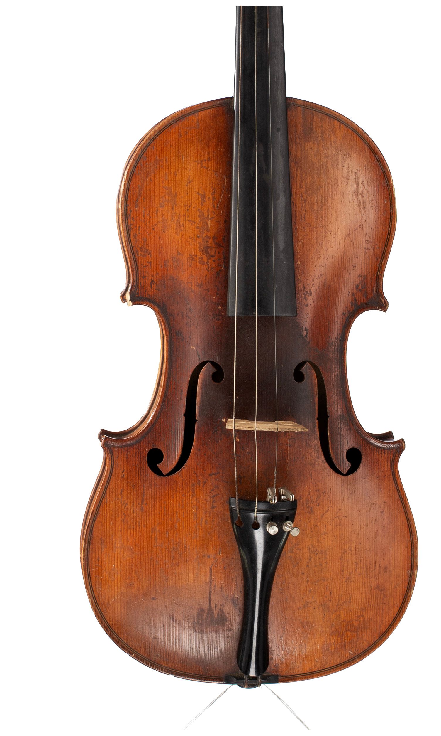 Violin, Workshop of Jérôme Thibouville-Lamy, Mirecourt, circa 1920 — angled view, 10°