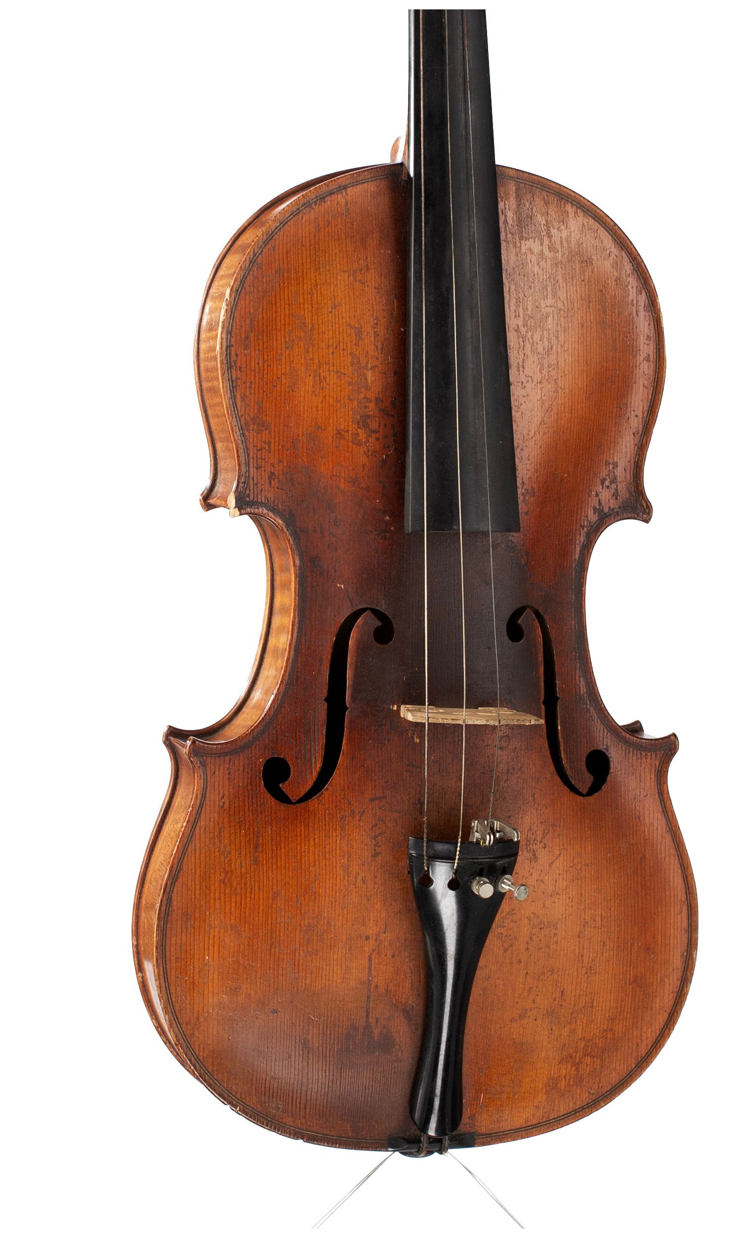 Violin, Workshop of Jérôme Thibouville-Lamy, Mirecourt, circa 1920 — angled view, 20°