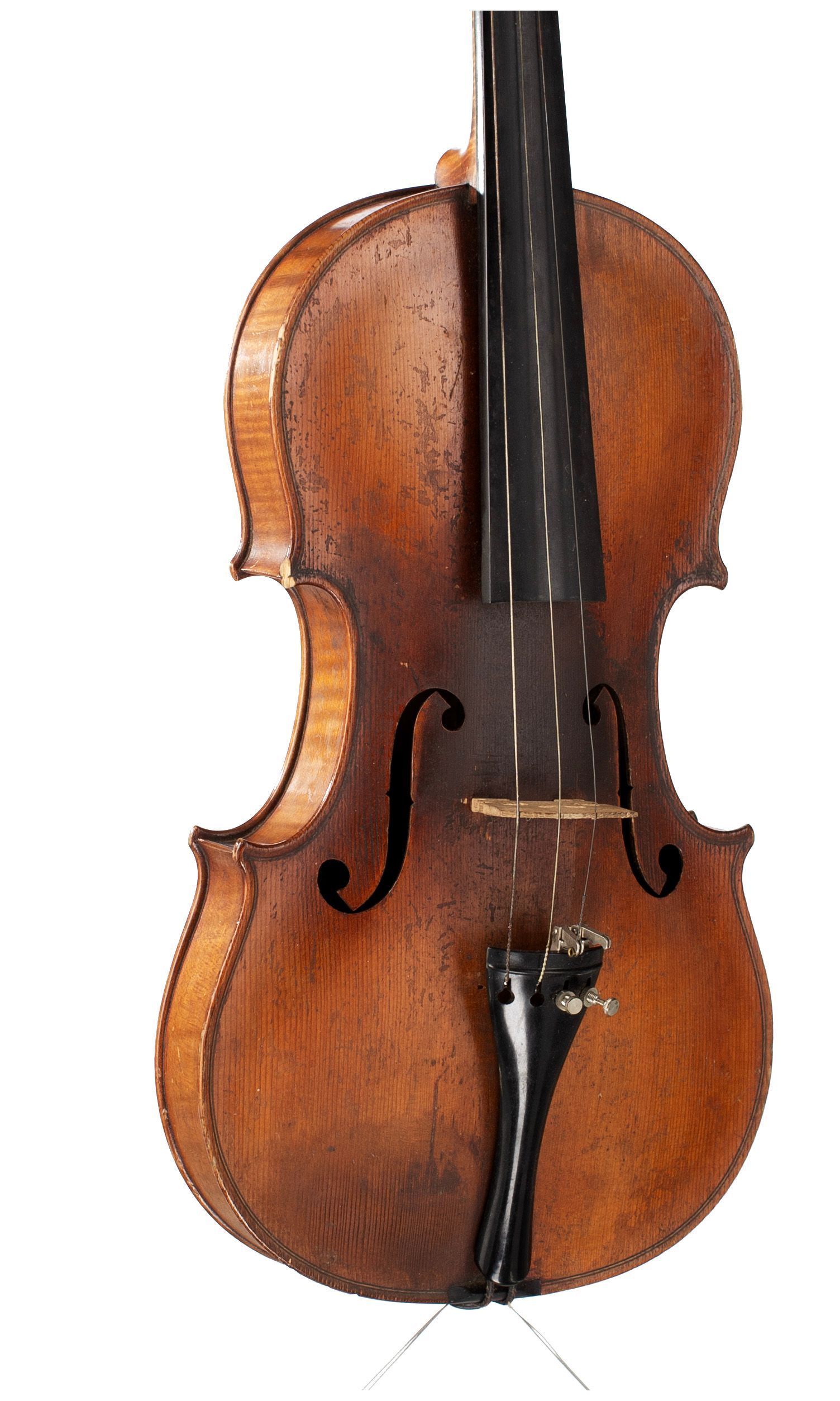 Violin, Workshop of Jérôme Thibouville-Lamy, Mirecourt, circa 1920 — angled view, 30°