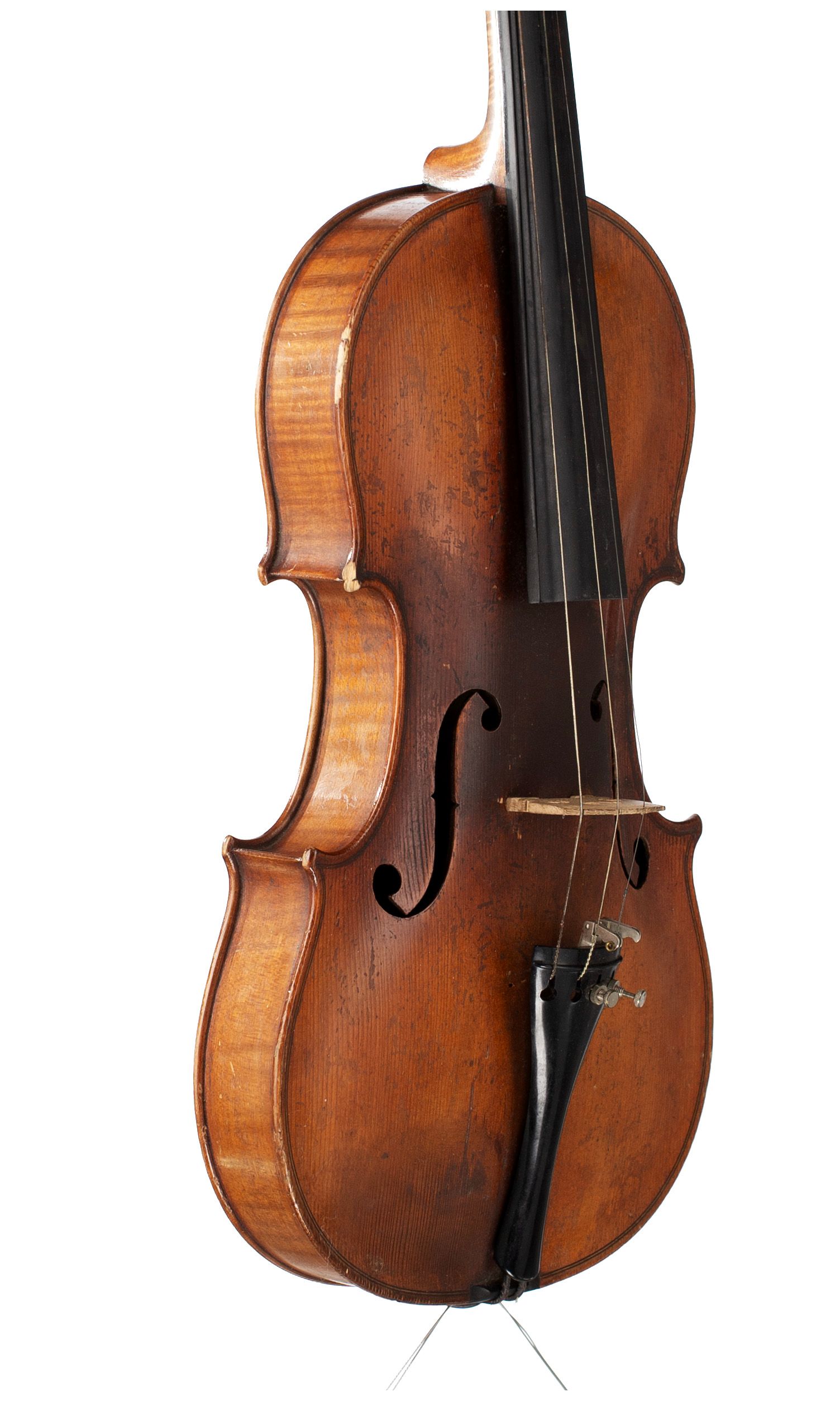 Violin, Workshop of Jérôme Thibouville-Lamy, Mirecourt, circa 1920 — angled view, 50°