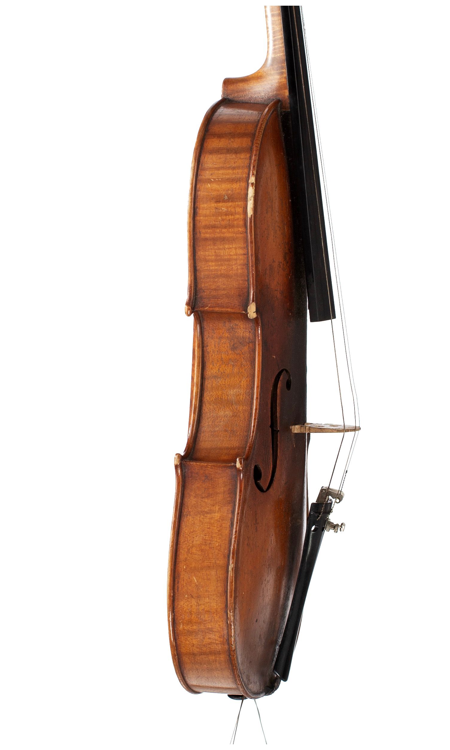 Violin, Workshop of Jérôme Thibouville-Lamy, Mirecourt, circa 1920 — angled view, 80°