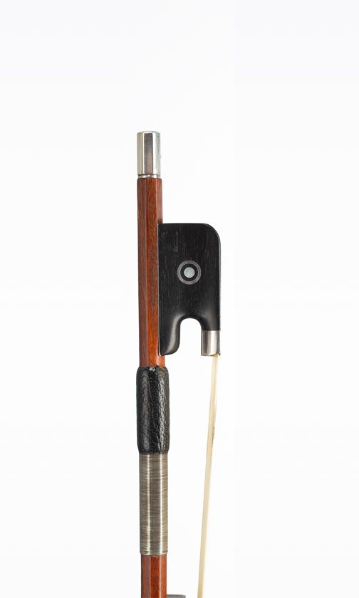A silver-mounted cello bow by H. R. Pfretzschner, Germany, 20th Century — frog detail