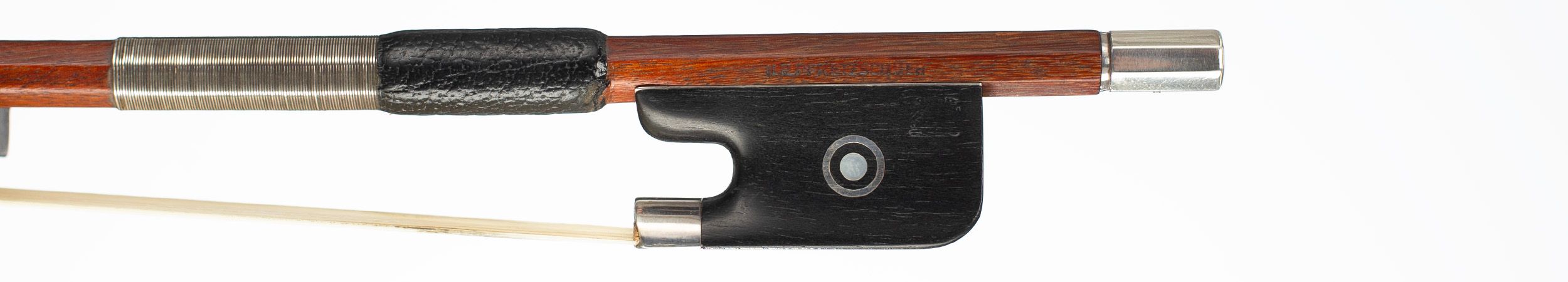 A silver-mounted cello bow by H. R. Pfretzschner, Germany, 20th Century — frog