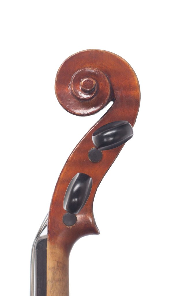 Small violin, Workshop of Jérôme Thibouville-Lamy, Mirecourt, circa 1920 — scroll