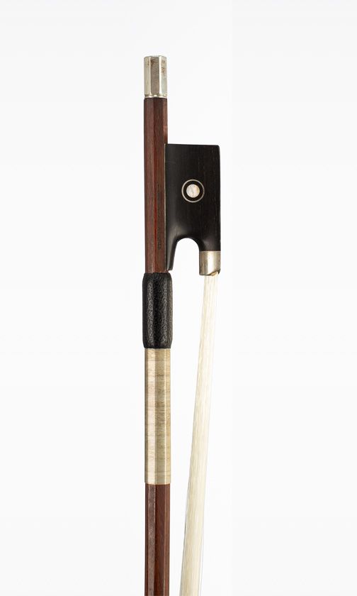 A silver-mounted violin bow by Claude Thomassin, Paris, circa 1910 — frog detail