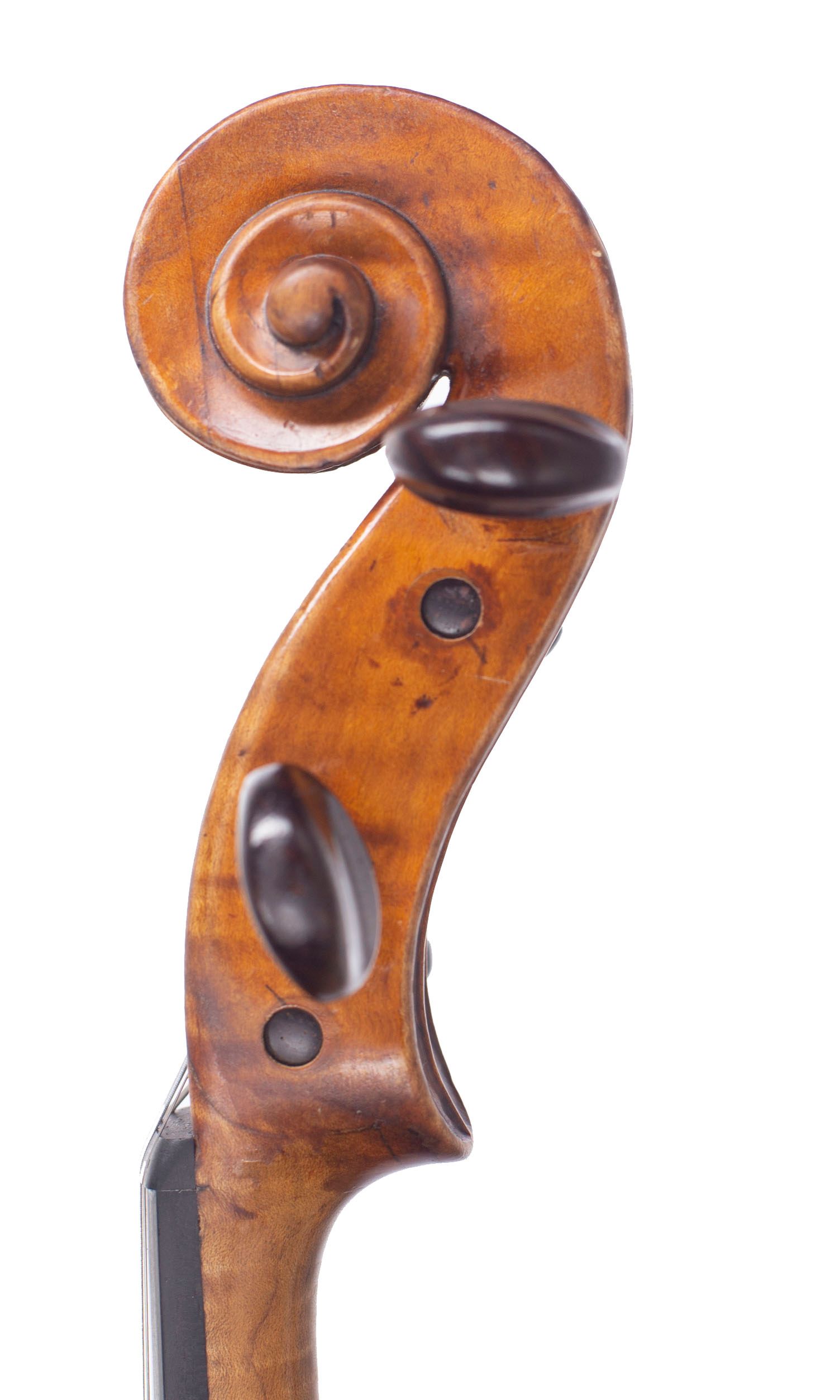 Violin by Honore Derazey, Mirecourt, circa 1860 — scroll
