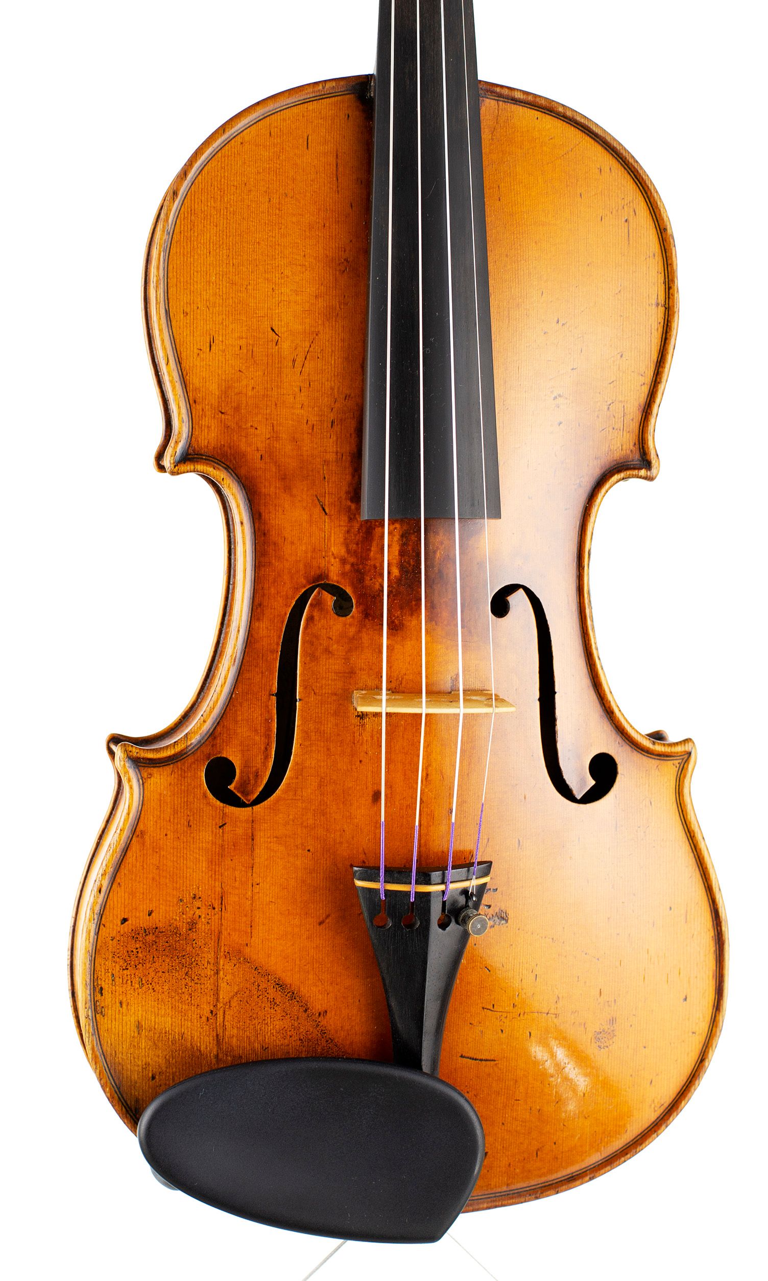 Violin by Honore Derazey, Mirecourt, circa 1860 — angled view, 10°