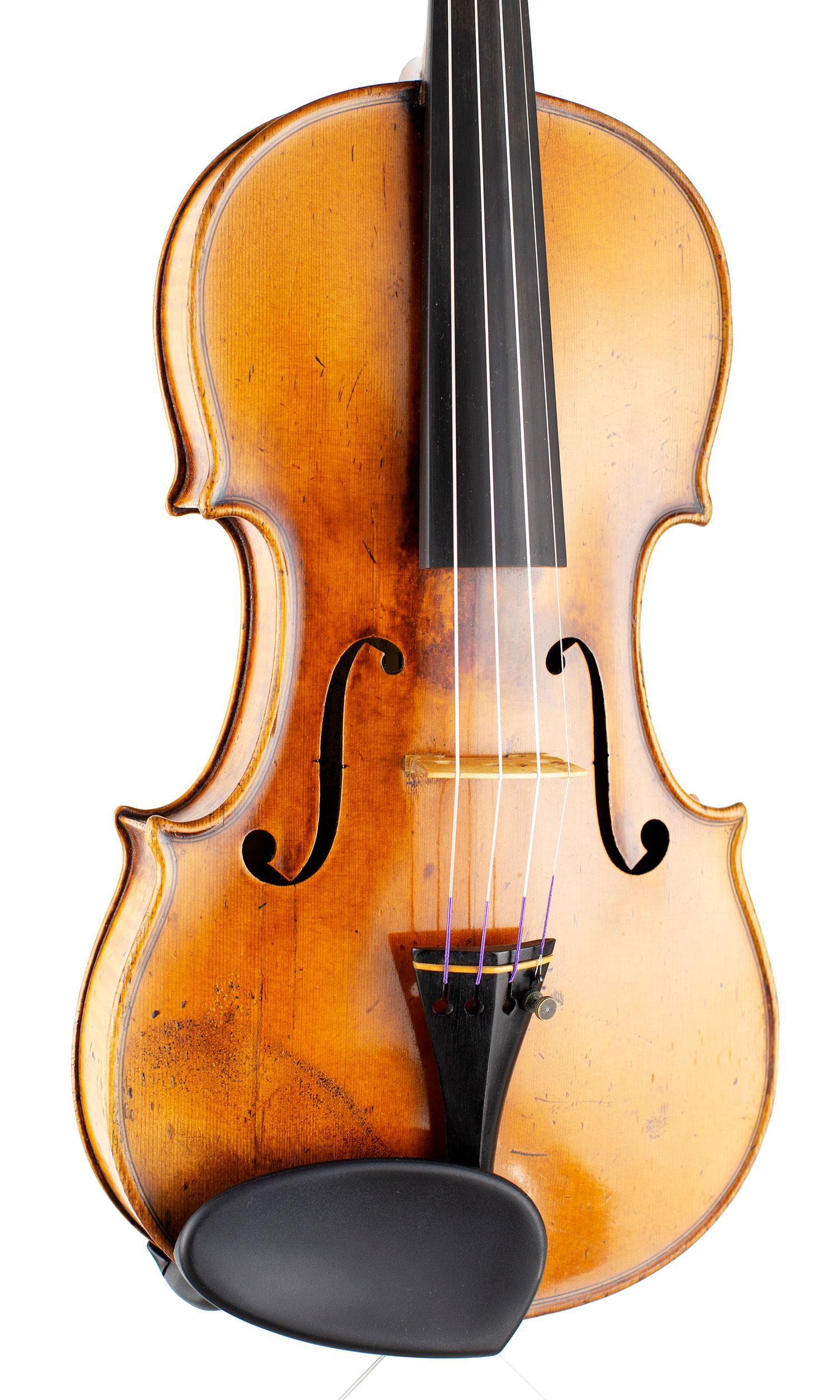 Violin by Honore Derazey, Mirecourt, circa 1860 — angled view, 20°