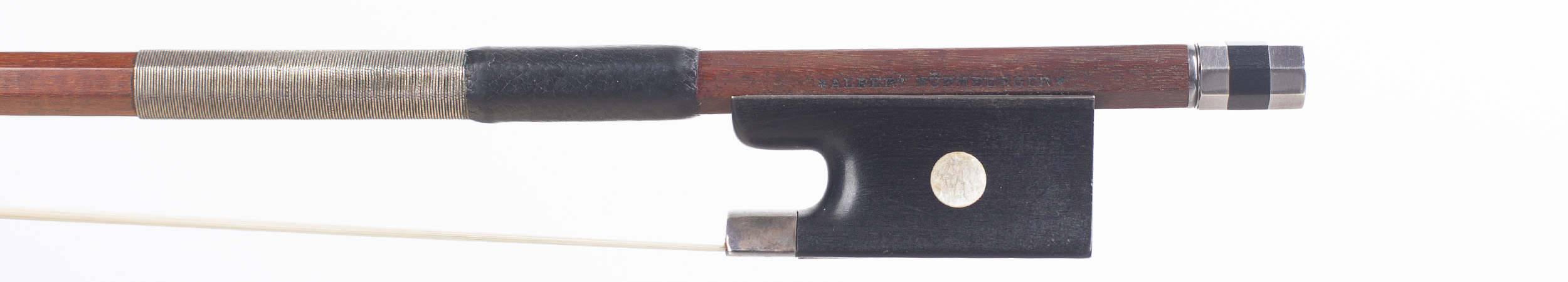 A silver-mounted violin bow by Albert Nurnberger — frog