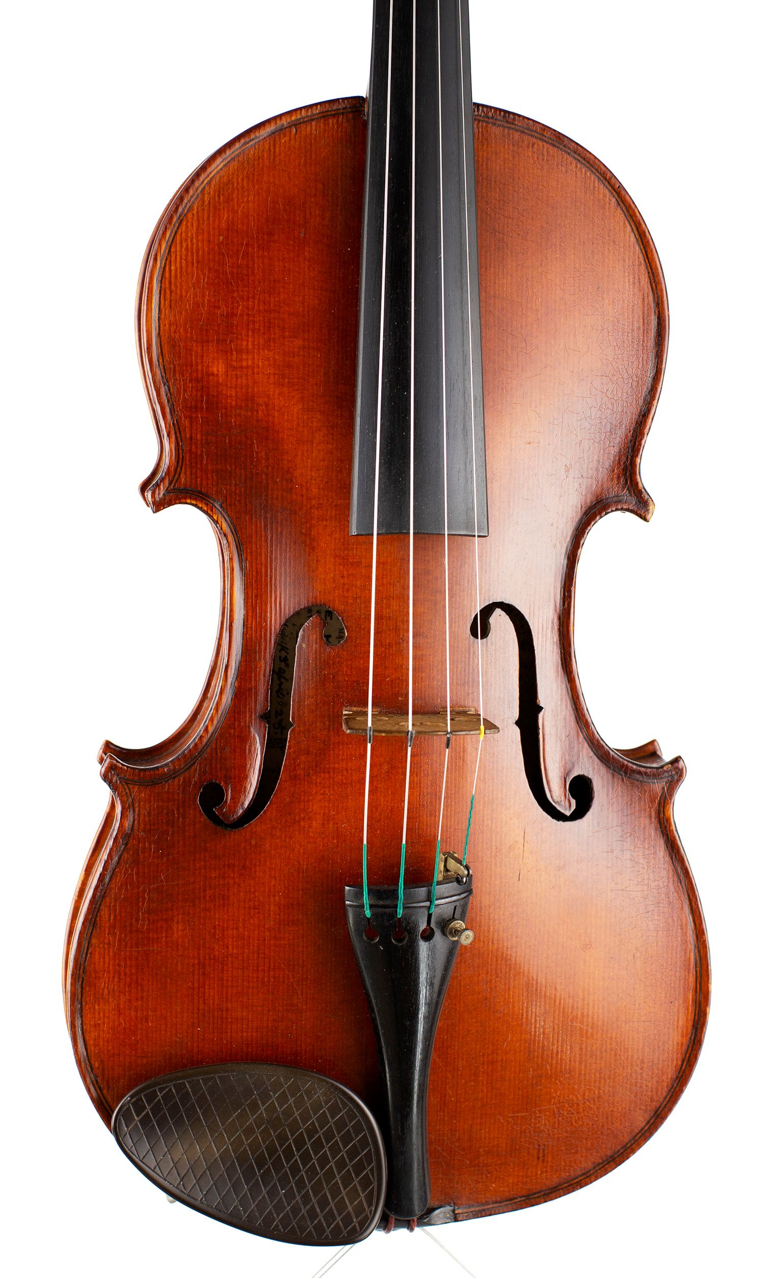 Violin by J. E. Harris, Gateshead, 1925 — angled view, 10°