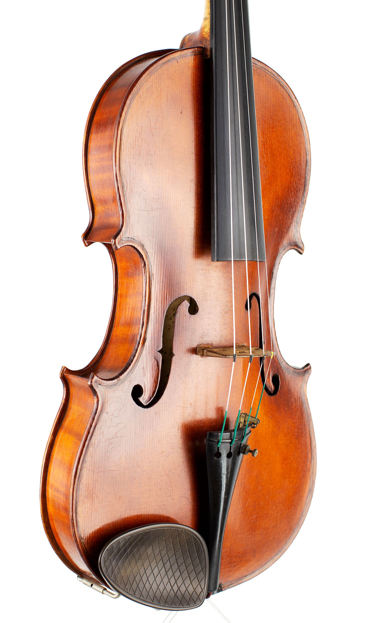 Violin by J. E. Harris, Gateshead, 1925 — angled view, 40°