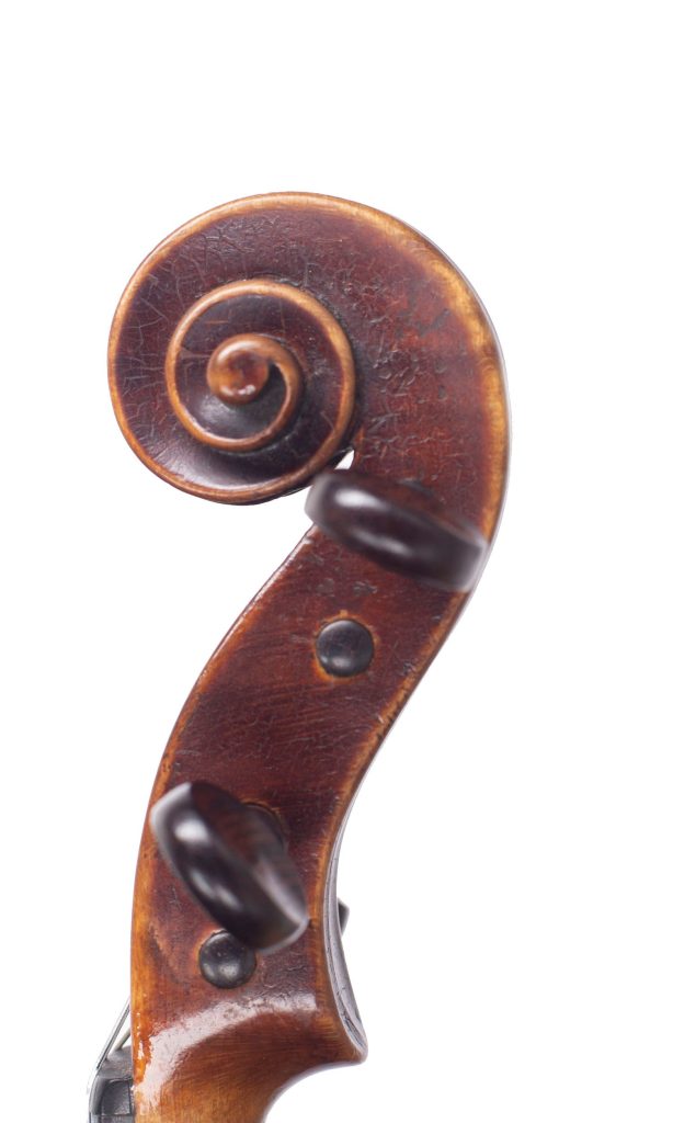 Violin by F. W. Chanot, London, 1897 — scroll