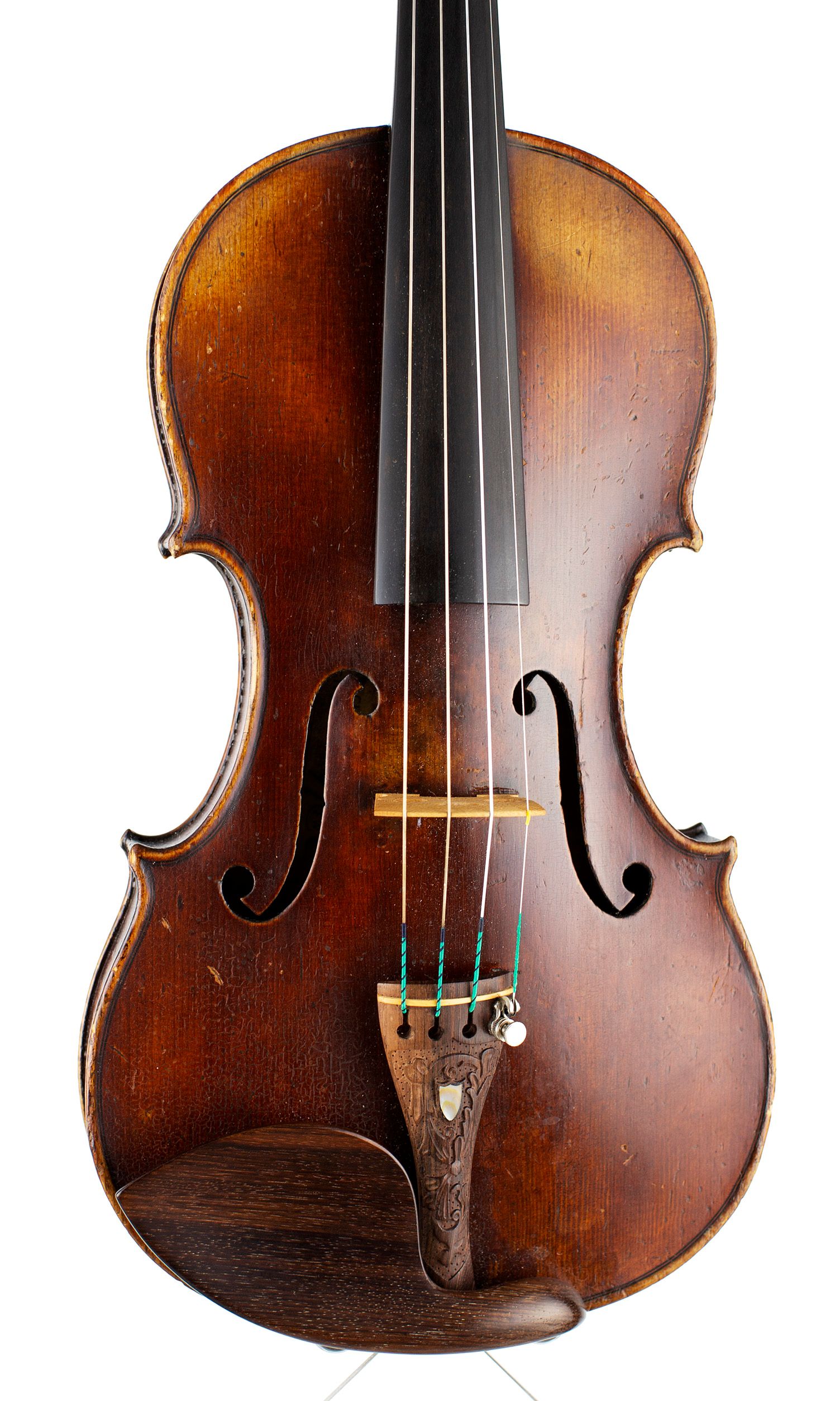 Violin by F. W. Chanot, London, 1897 — angled view, 10°
