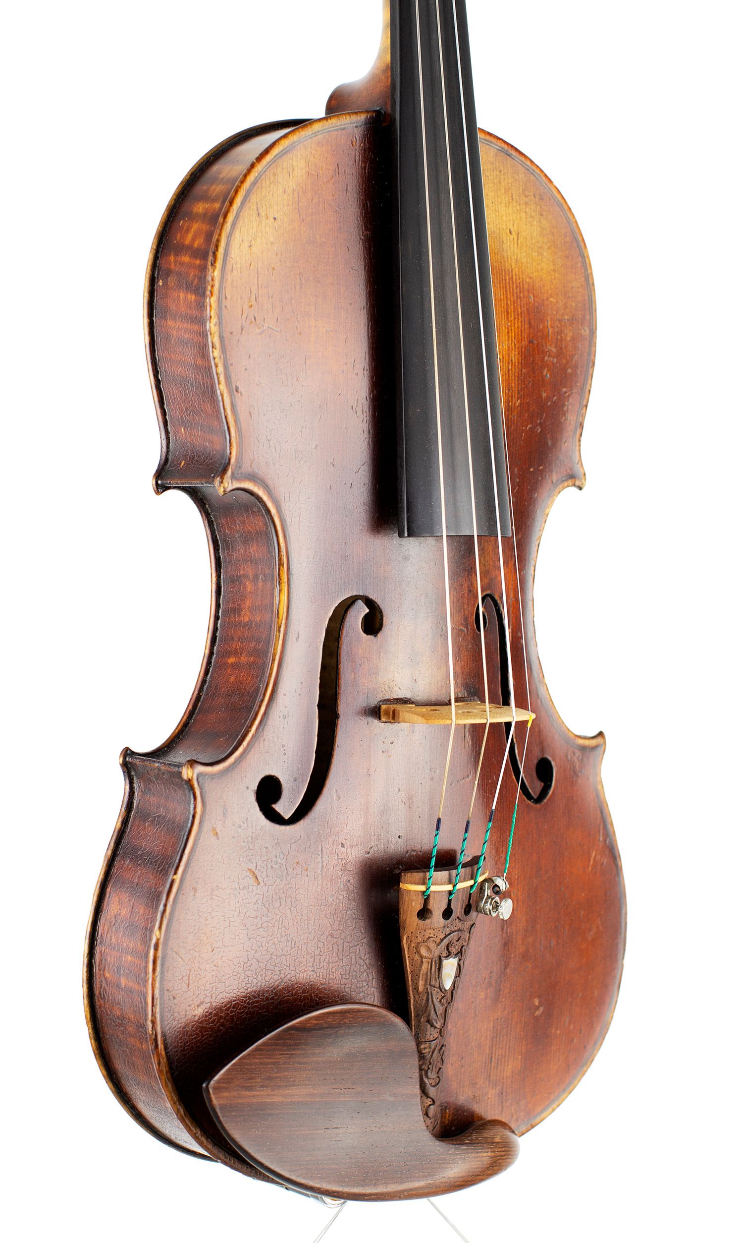 Violin by F. W. Chanot, London, 1897 — angled view, 40°