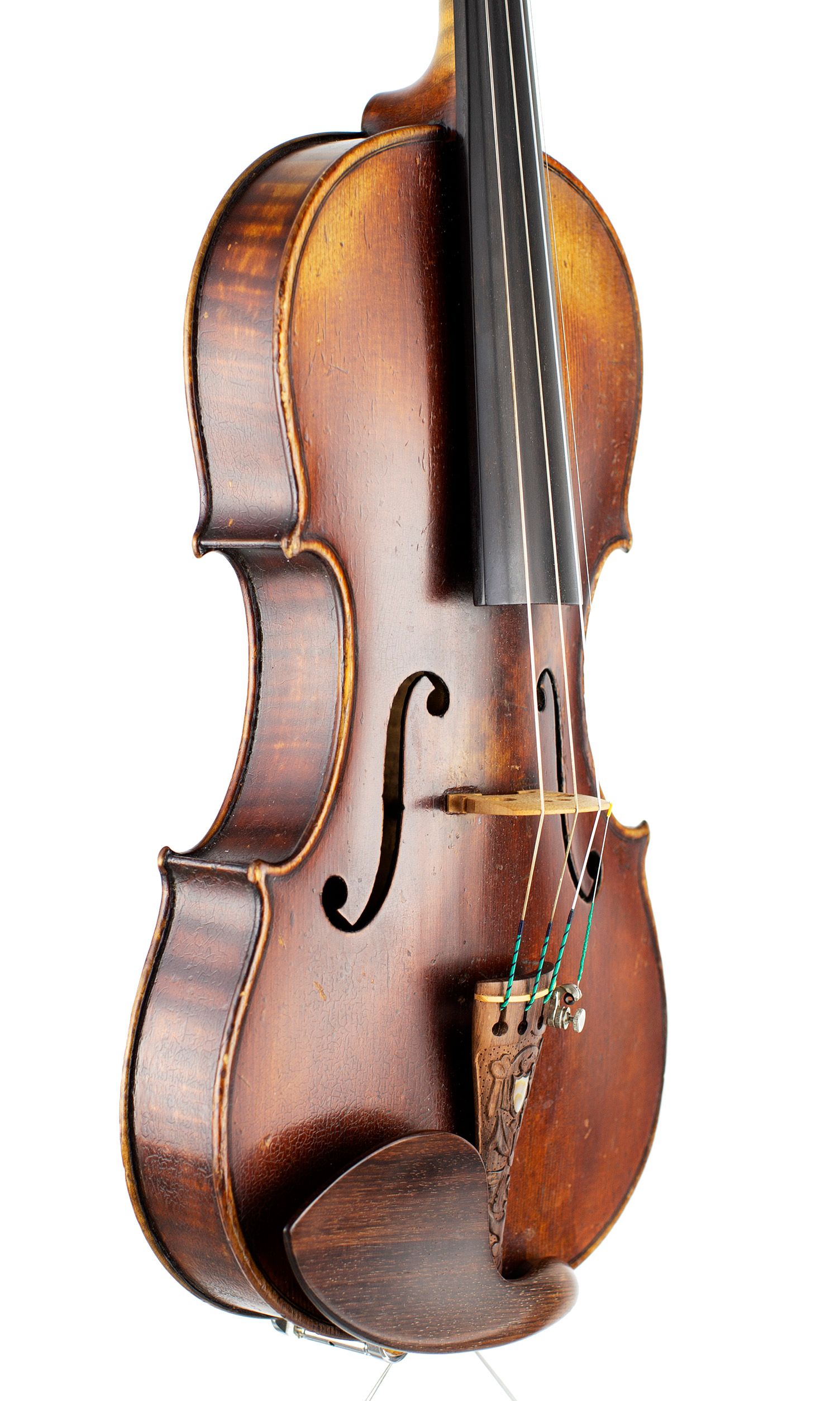 Violin by F. W. Chanot, London, 1897 — angled view, 50°