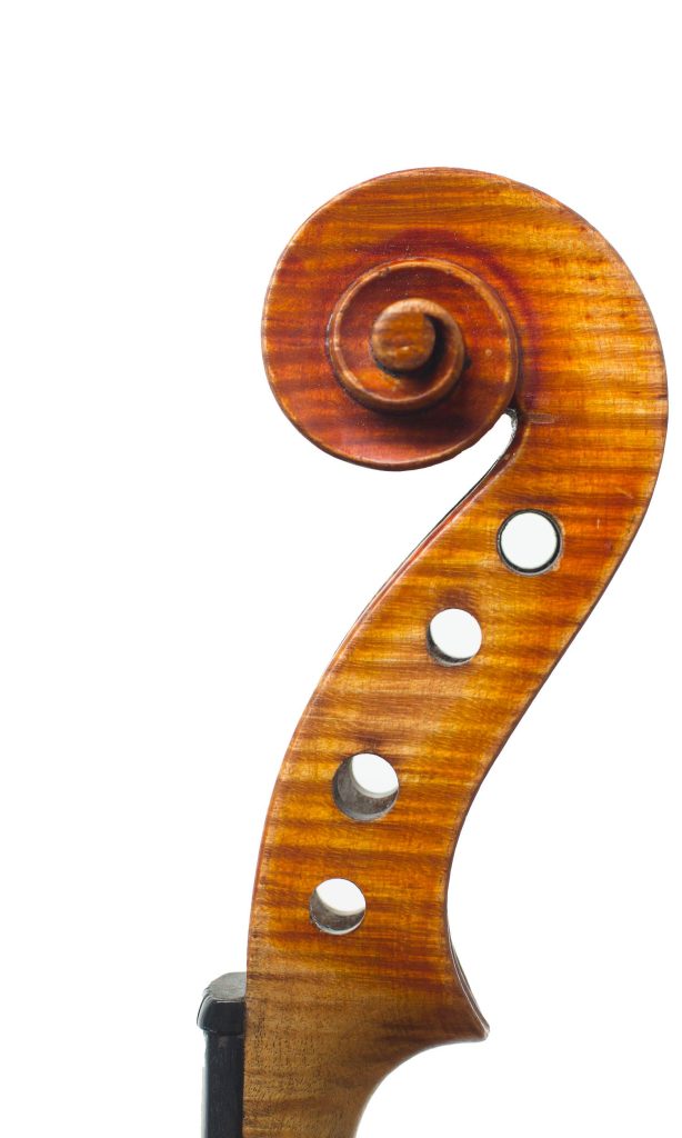 Violin, Workshop of Couesnon, Mirecourt, circa 1920 — scroll
