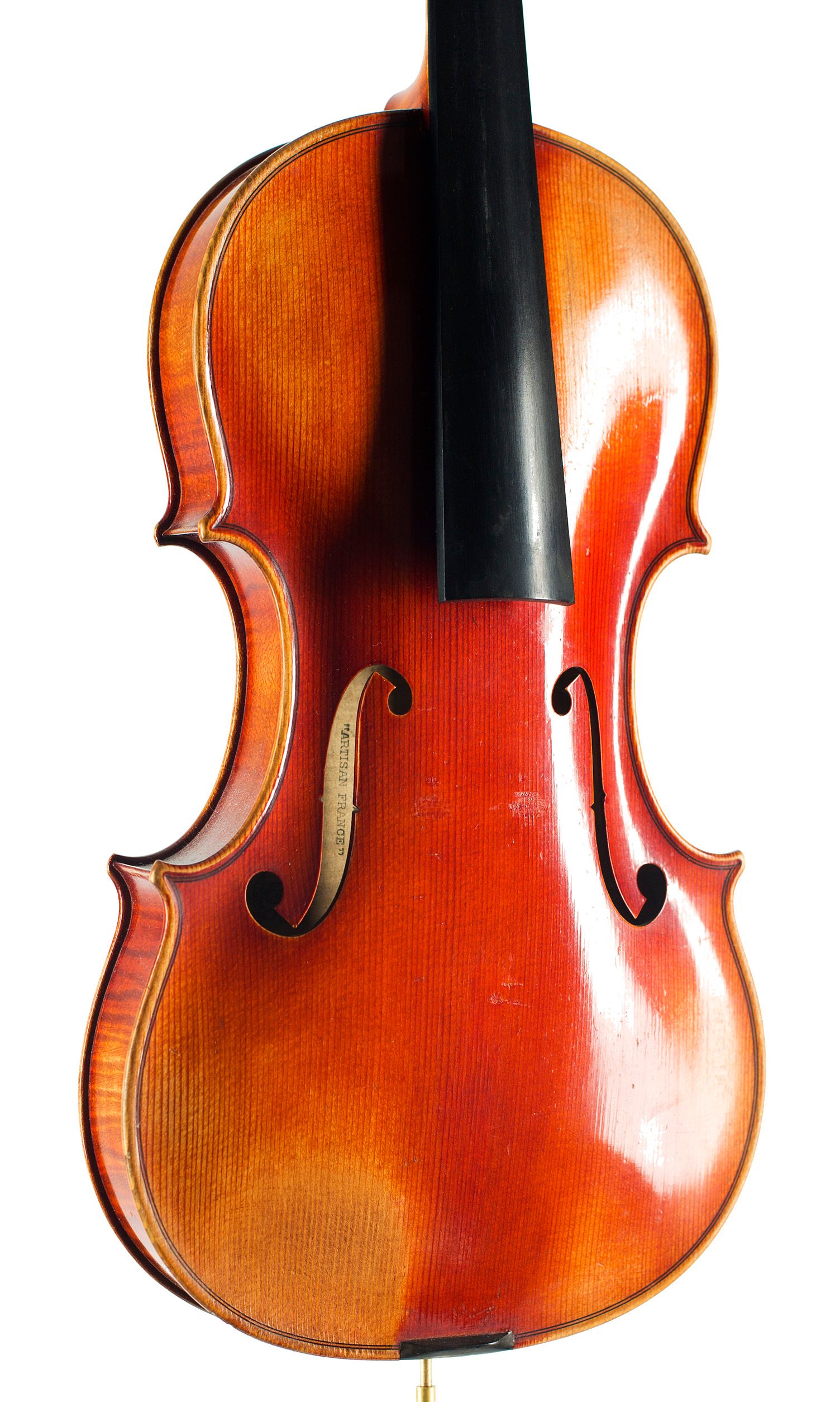 Violin by Georges Apparut, Mirecourt, 1935 — angled view, 30°