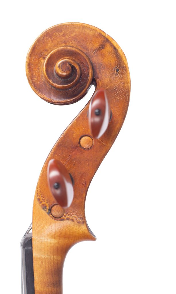 Violin by James William Briggs, Glasgow, 1924 — scroll