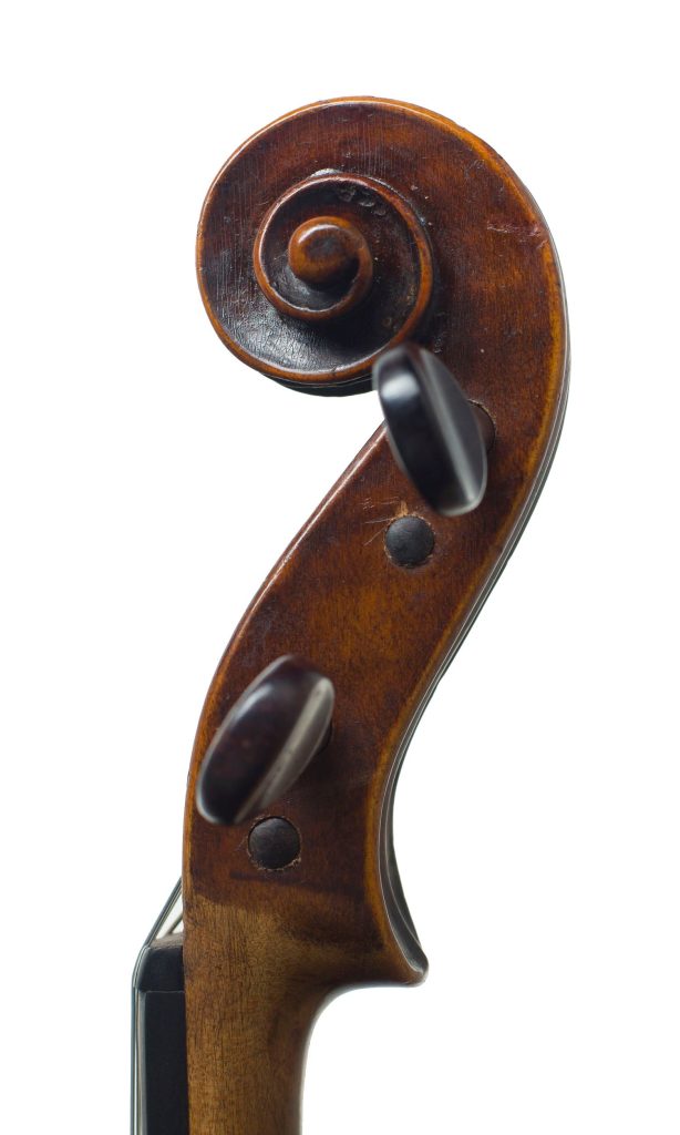 Violin by Nicolas Caussin, Mirecourt — scroll