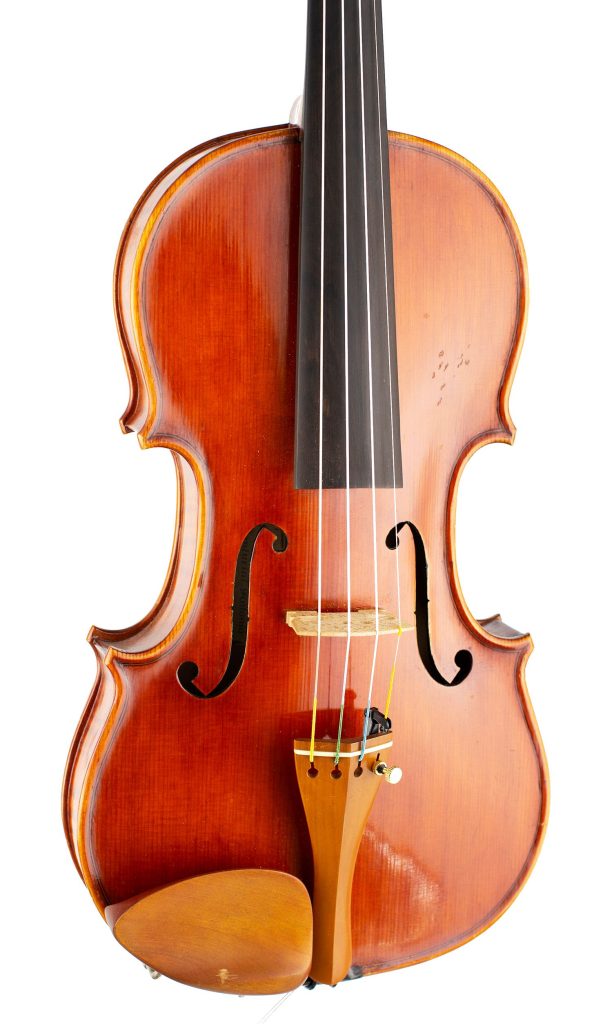 A violin by Antonio Venturini, Cremona, 1983 — angled view, 20°
