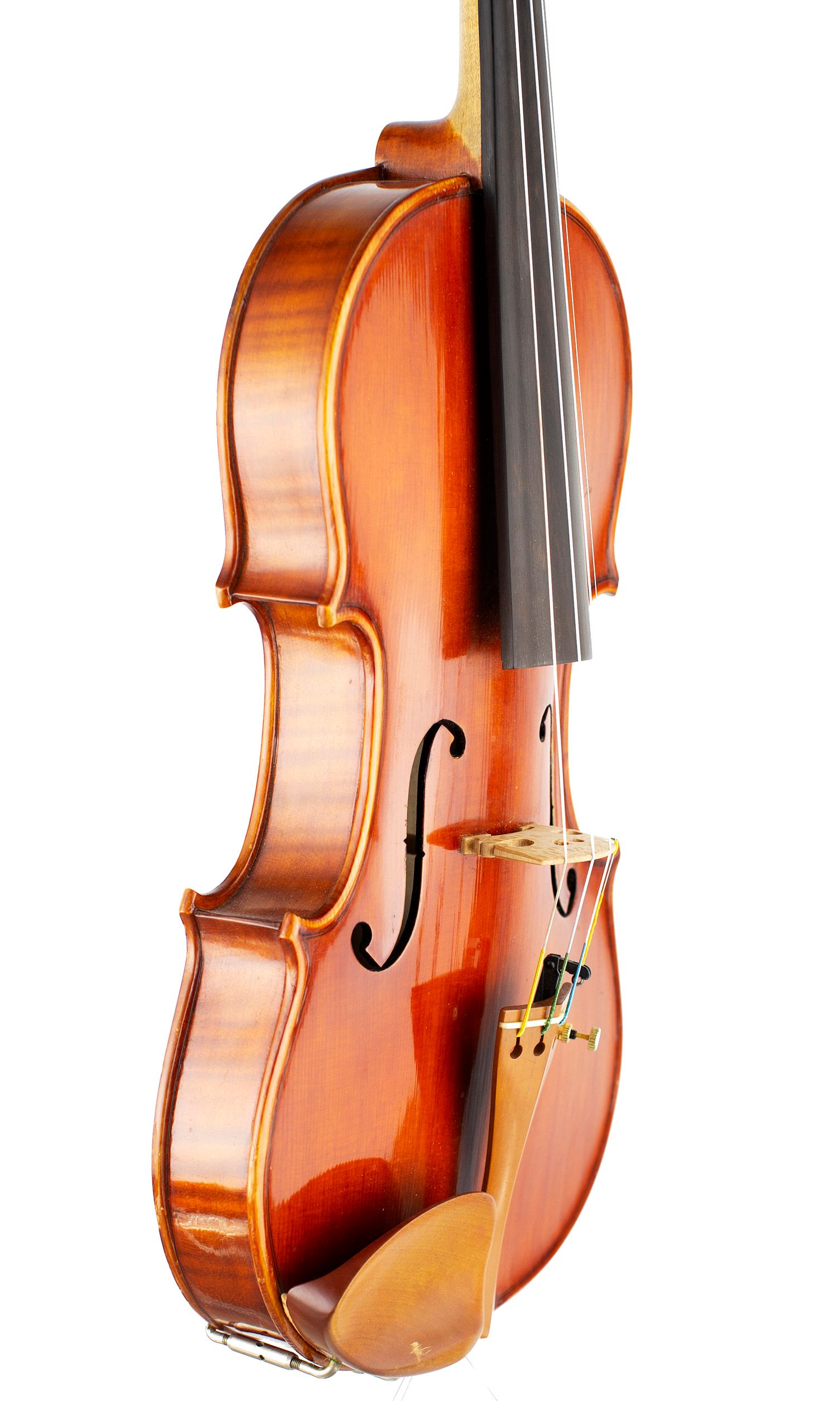 A violin by Antonio Venturini, Cremona, 1983 — angled view, 60°
