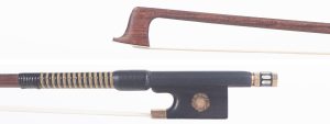 A gold-mounted violin bow by Henry Byrom, Canterbury — head and frog