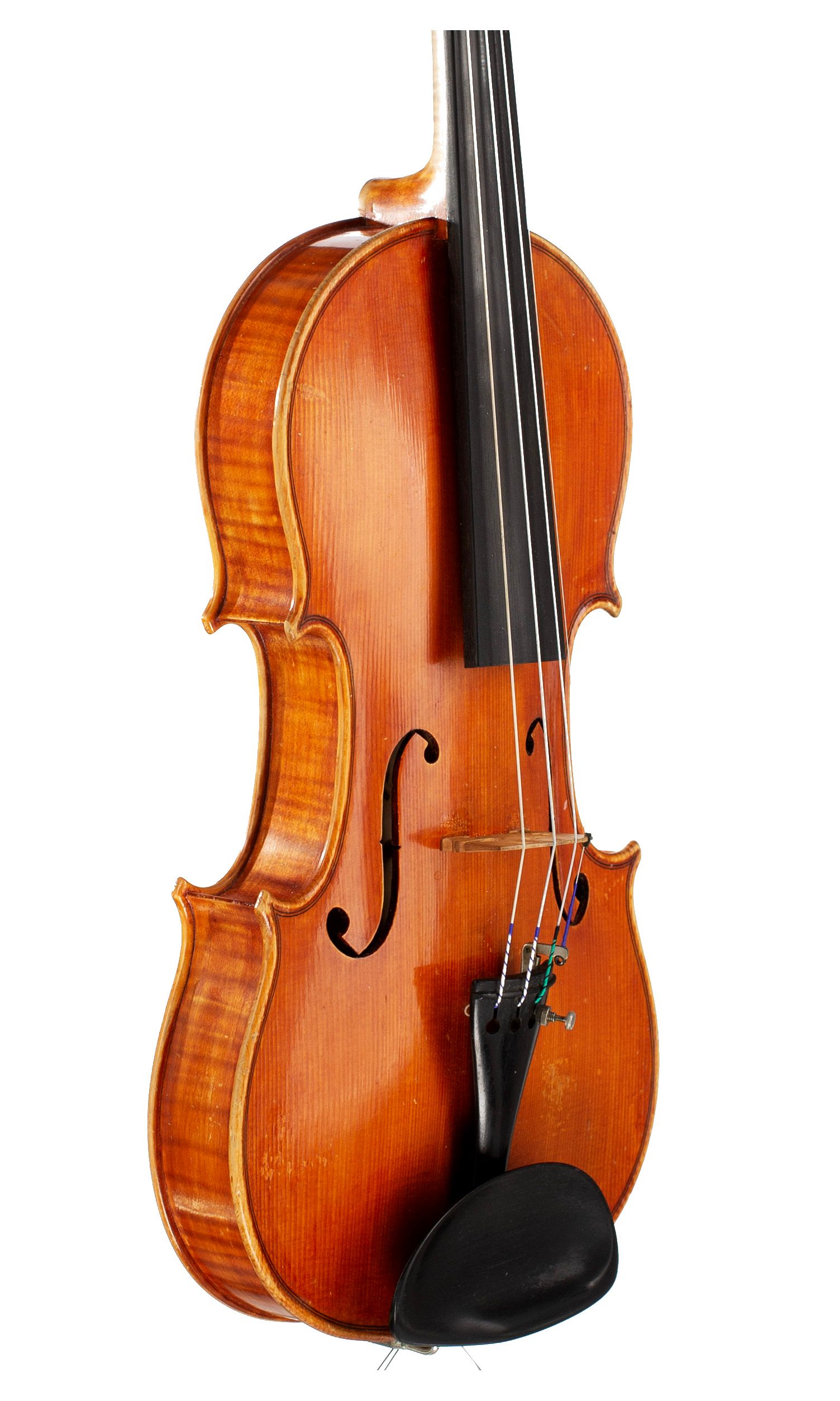 A violin by Giovanni Battista Morassi, Cremona, 1970 — angled view, 50°