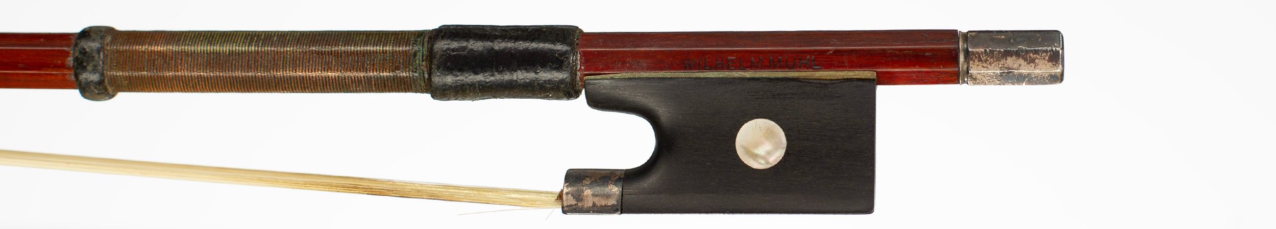 A silver-mounted viola bow by Wilhelm Muhl, Germany circa 1910 — frog
