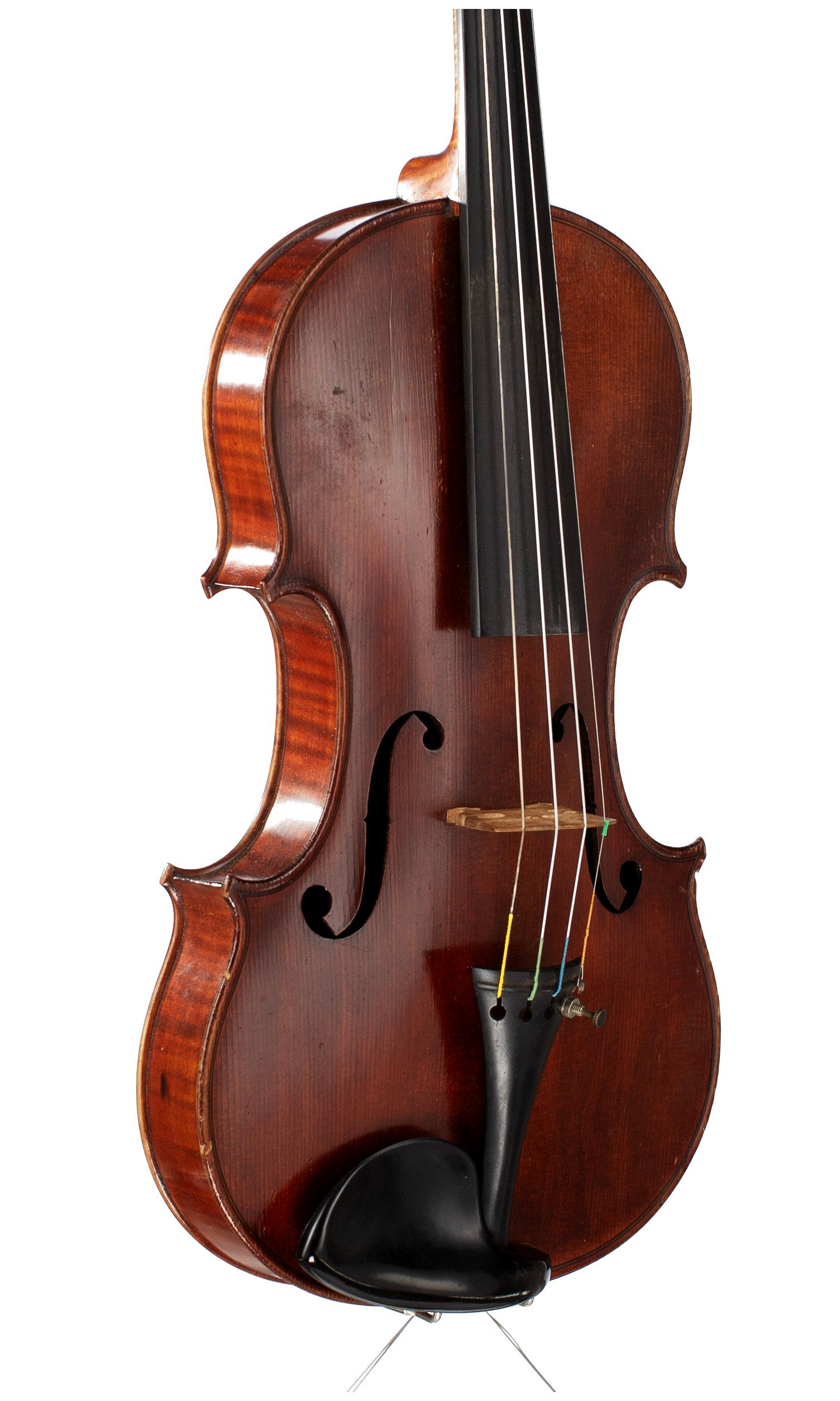 Violin by Georges Adolphe Chanot, Manchester, 1898 — angled view, 40°