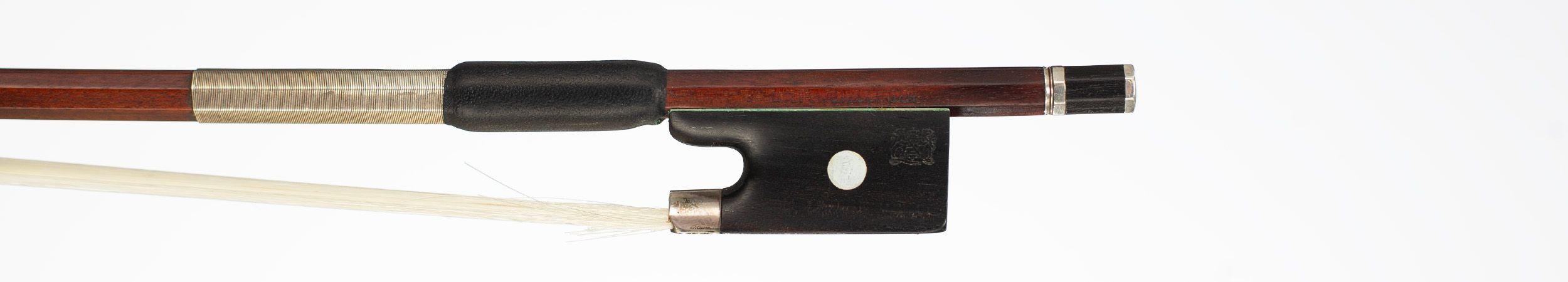 A silver-mounted violin bow by H. R. Pfretzschner, Germany, circa 1930 — frog
