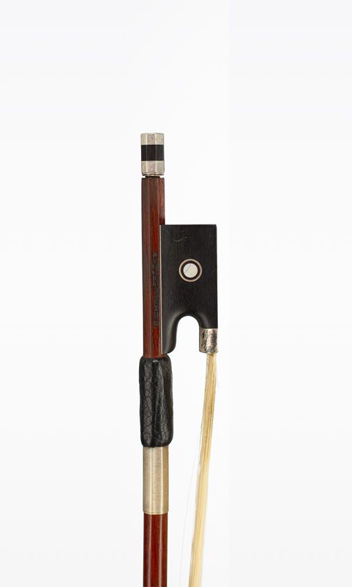 A silver-mounted violin bow by F. Chalupetsky, Germany, circa 1940 — frog detail