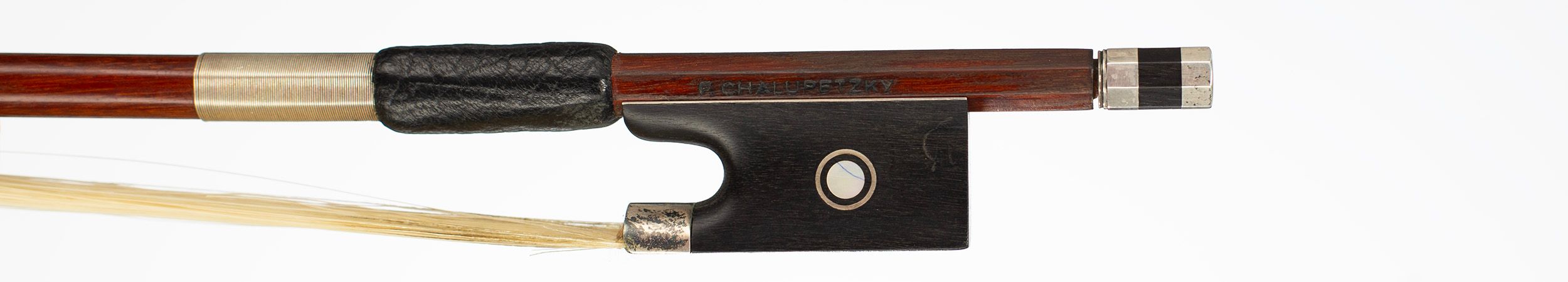 A silver-mounted violin bow by F. Chalupetsky, Germany, circa 1940 — frog