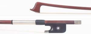 A nickel-mounted violin bow by Louis Bazin — head and frog
