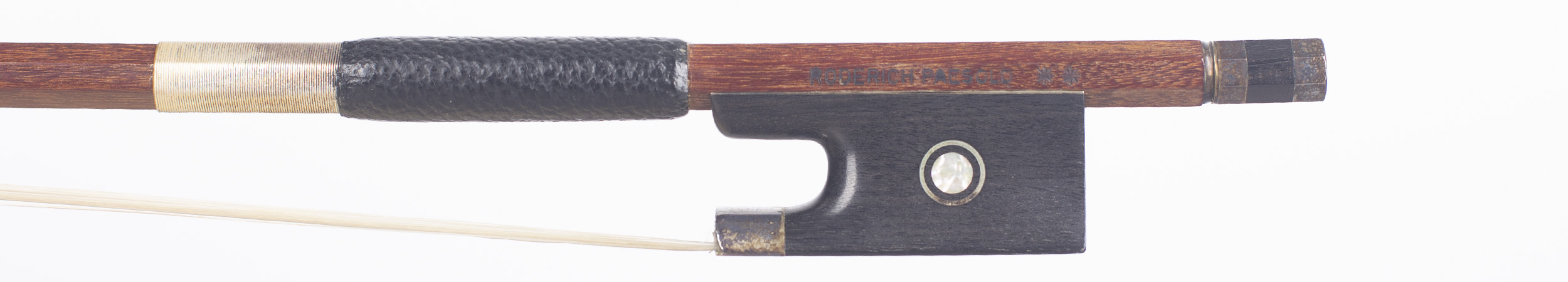 A silver-mounted violin bow by Roderich Paesold — frog
