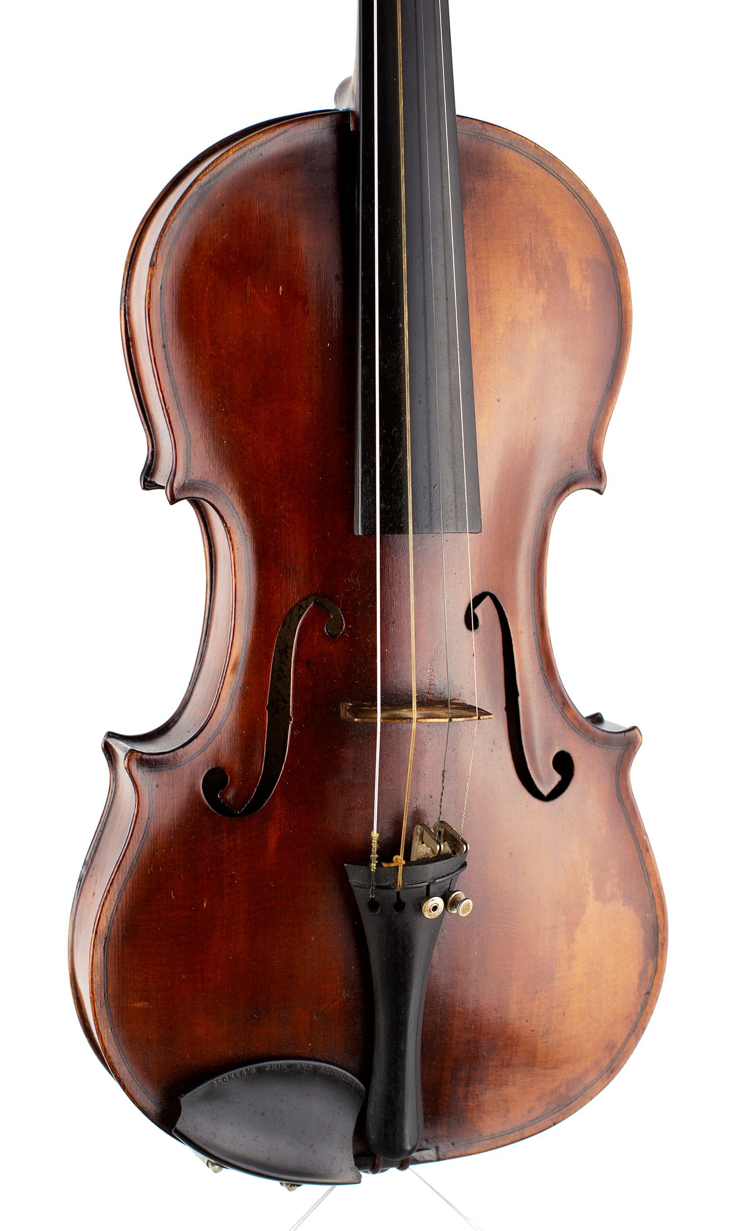 A violin by Ernest J. Saunders, London, 1920 — angled view, 20°