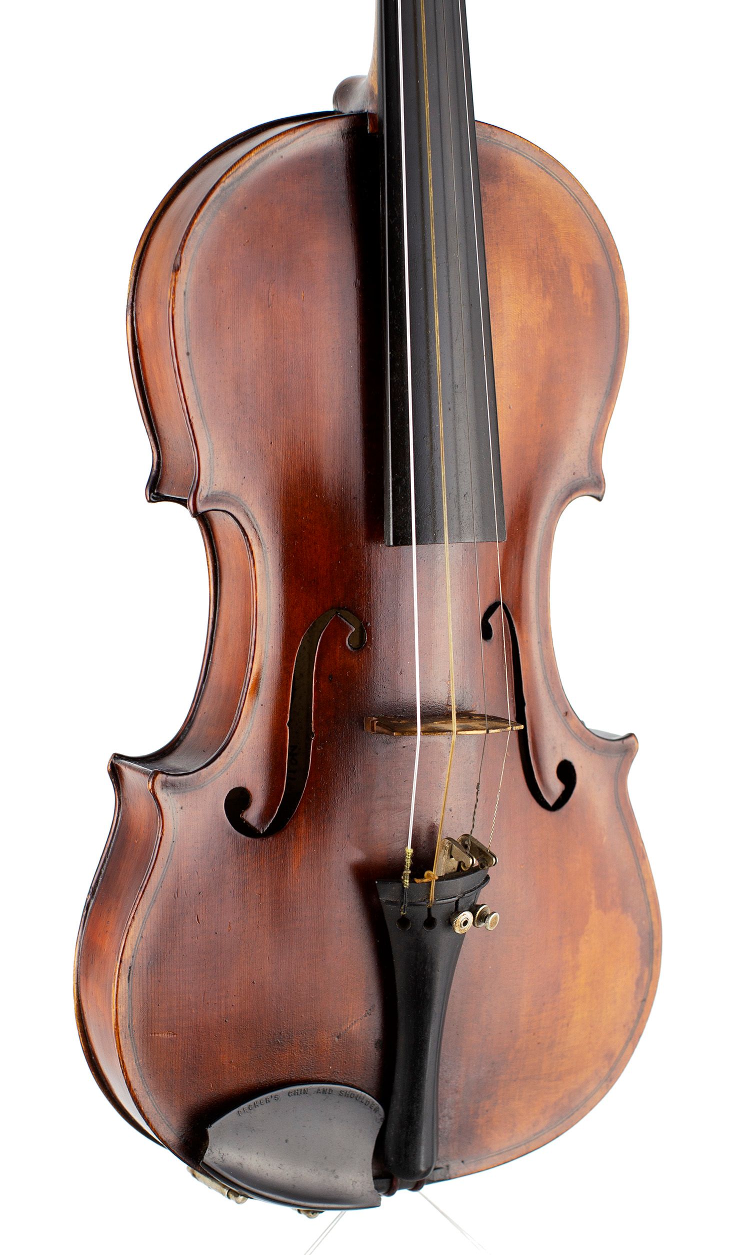 A violin by Ernest J. Saunders, London, 1920 — angled view, 30°