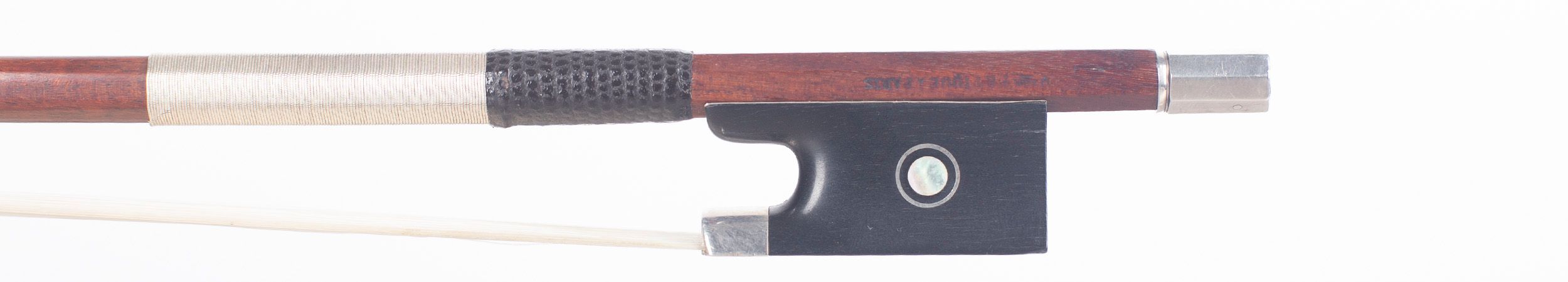 A silver-mounted violin bow by Victor Fetique, Paris — frog